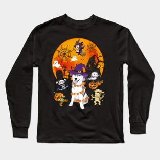 Husky Witch Funny Dog Halloween Long Sleeve T-Shirt